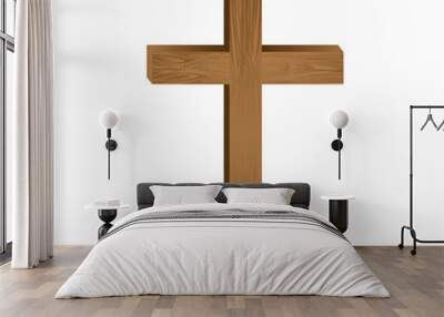 white background with wooden cross vector illustration Wall mural