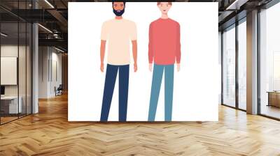 young men standing on white background Wall mural