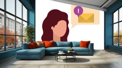 young woman with speech bubble avatar character Wall mural