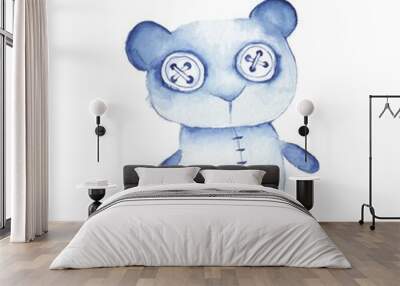 Hand made toy 1. Watercolor creepy Teddy bear Wall mural