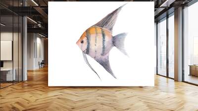 Scalar. Watercolor fish. Hand-drawn illustration. Vector Wall mural