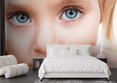 Eyes of a beautiful girl with long eyelashes close-up Wall mural