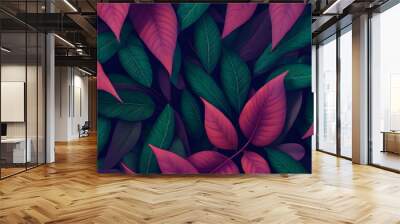 Leaves Foliage Background Botanical Flowers with copy space  A Dreamy and Mystic Tropic Leaves Imagery on a Lush Background Generated by AI Wall mural