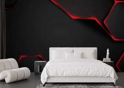 Modern lack design banner with red lines. Wall mural