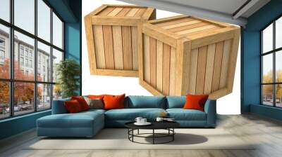 3d image two wooden boxes Wall mural