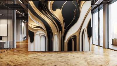 The abstract picture of the two colours between gold and black colour that has been mixing with each other in the form of the ink or liquid to become beautifully view of this abstract picture. Wall mural