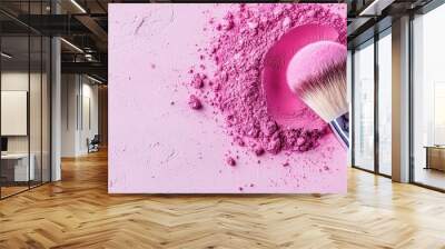 A makeup brush with pink powder on it. Wall mural