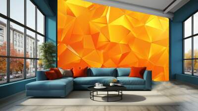 Abstract orange background with low poly pattern, Wall mural