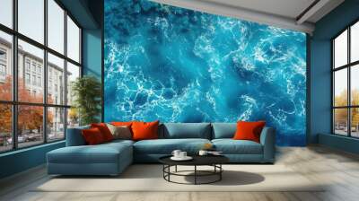 Beautiful blue water sea background with texture of deep ocean, Wall mural