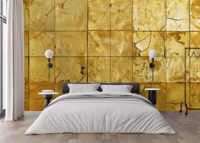 Gold tile background, golden texture Wall mural