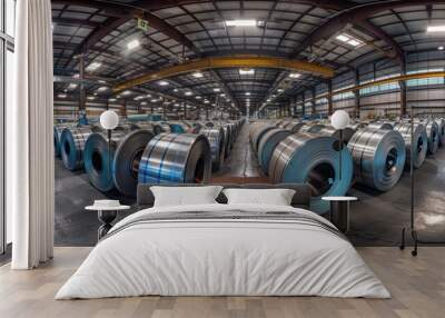 photo of steel rolls in a warehouse Wall mural