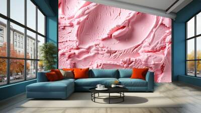 Pink ice cream texture background, top view. Wall mural