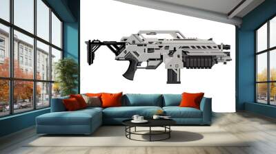 A vector illustration of a sci-fi heavy assault rifle. 
Heavy machine gun Illustration Icon - Futuristic weapon with grenade launcher concept. Wall mural