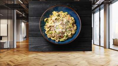 Broccoli Bolognese with Orecchiette pasta, sausage meat and parmesan cheese Wall mural