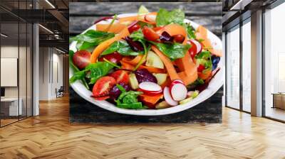 Fresh Vegetable salad on old wooden table Wall mural