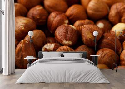 Healthy organic Hazelnuts walnut. vegetarian food. background Wall mural