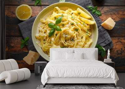 Pasta al Limone, Lemon with basil and parmesan cheese Wall mural