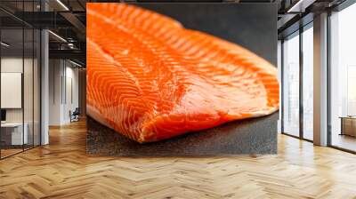 Raw salmon fillet on rustic table background Wall mural