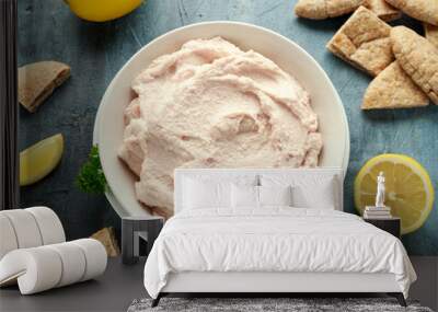 taramasalata dip made with fish roe in white bowl Wall mural