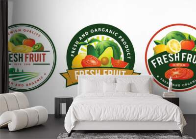 fresh fruit logo template design Wall mural