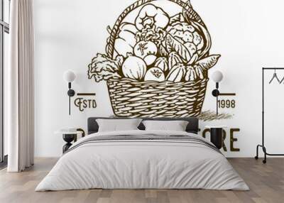 vintage vegetable logo design Wall mural