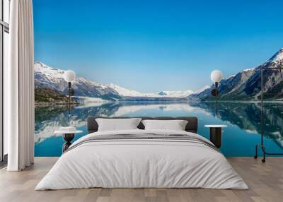 mountains reflecting in still water, glacier bay national park, alaska, united states Wall mural