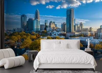 Aerial View Of The Queen City, Charlotte North Carolina Wall mural