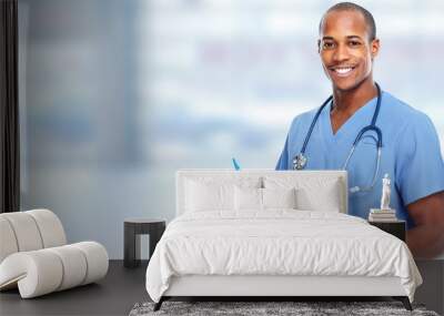 African-american doctor man. Wall mural