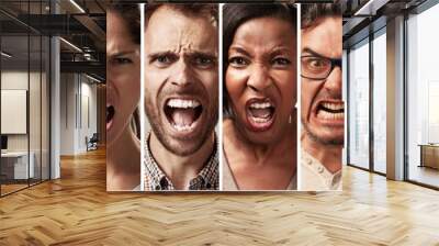 Angry, fury and screaming people Wall mural