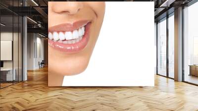 beautiful young woman teeth. isolated over white background. Wall mural