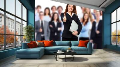 Business woman and group of workers. Wall mural