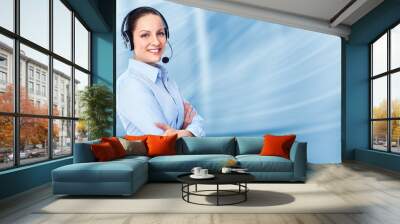 Call customer center operator woman. Wall mural