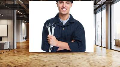 Car mechanic with wrench Wall mural