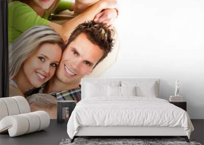 Couples  in love smiling. Over white background  . Wall mural