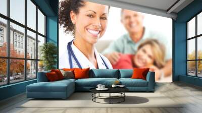 doctor and elderly couple Wall mural