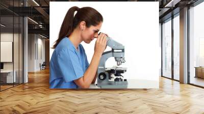 doctor woman with microscope Wall mural