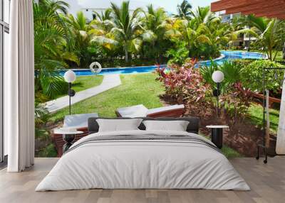 Garden at caribbean resort. Wall mural