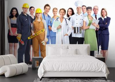 Group of industrial workers. Wall mural