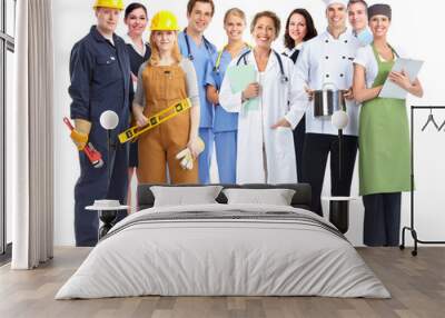 Group of industrial workers. Wall mural