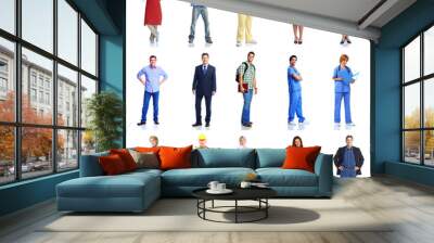 group of workers people set. Wall mural