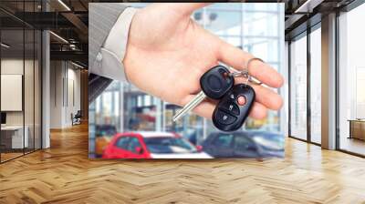 Hand giving a car key. Wall mural