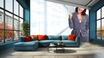 Happy business woman. Wall mural