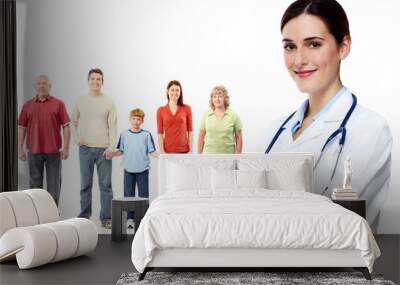 Medical family doctor and patients.  Wall mural