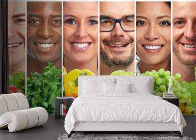 people with fruits and vegetables Wall mural