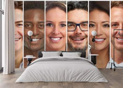 Smiling people set. Wall mural