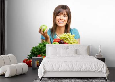 woman  with fruits Wall mural