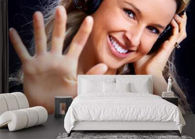 woman with headphones Wall mural