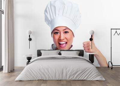 Young chinese chef woman. Wall mural