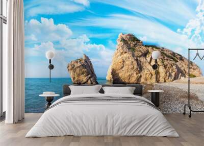 Cyprus beach. Aphrodite's Rock. Republic of Cyprus. Petra tou Ro Wall mural