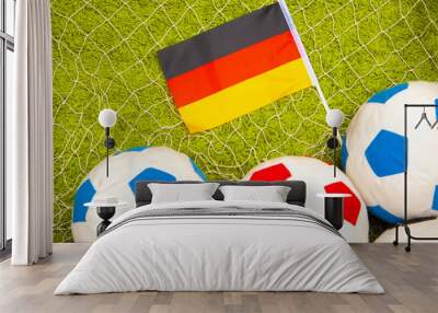 Flag of Germany. Football. Flag of Germany at the stadium. Football game. Germany national football team. Soccer ball in the stadium. Football pitch. Wall mural